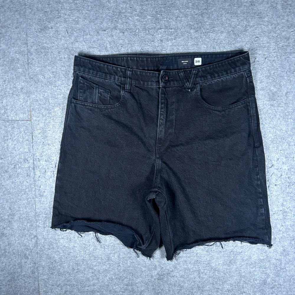 Volcom Denim Shorts Mens 36 Black Billow Loose Skate Skateboard Cut Off Y2K